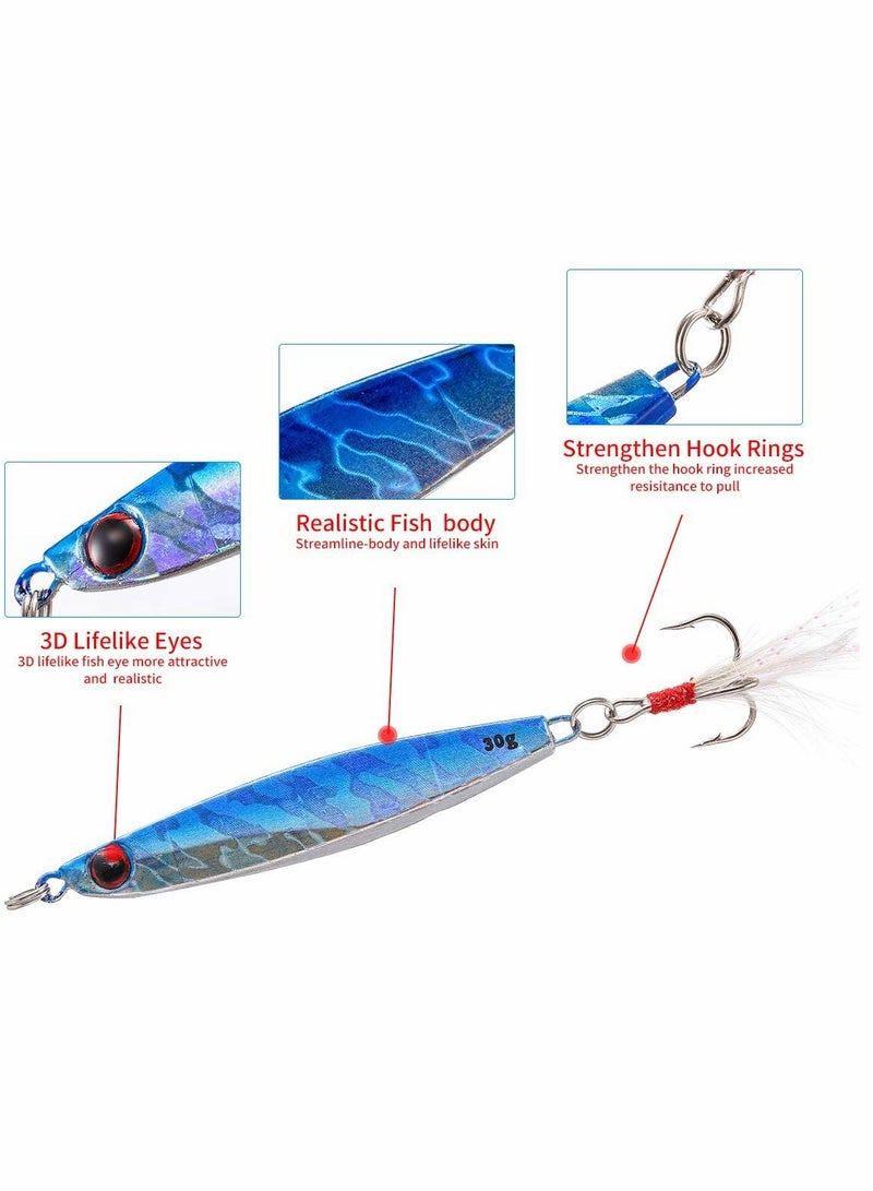 7 Pcs Fishing Lures Hard Metal Sea Fishing Spinners, Sea Fishing Lures, Sea Fishing Sinking Lure for Wobbler Pike Carp Trout Perch Squid Catfish Fishing Baits (30g*7pcs)