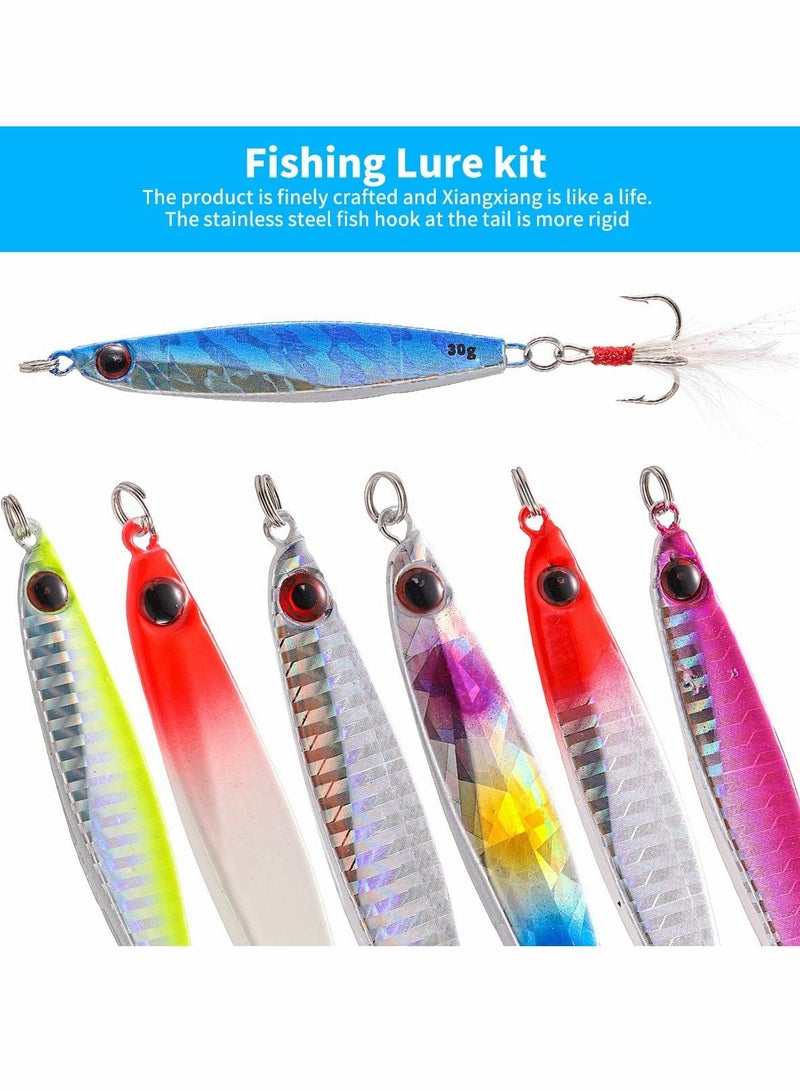 7 Pcs Fishing Lures Hard Metal Sea Fishing Spinners, Sea Fishing Lures, Sea Fishing Sinking Lure for Wobbler Pike Carp Trout Perch Squid Catfish Fishing Baits (30g*7pcs)