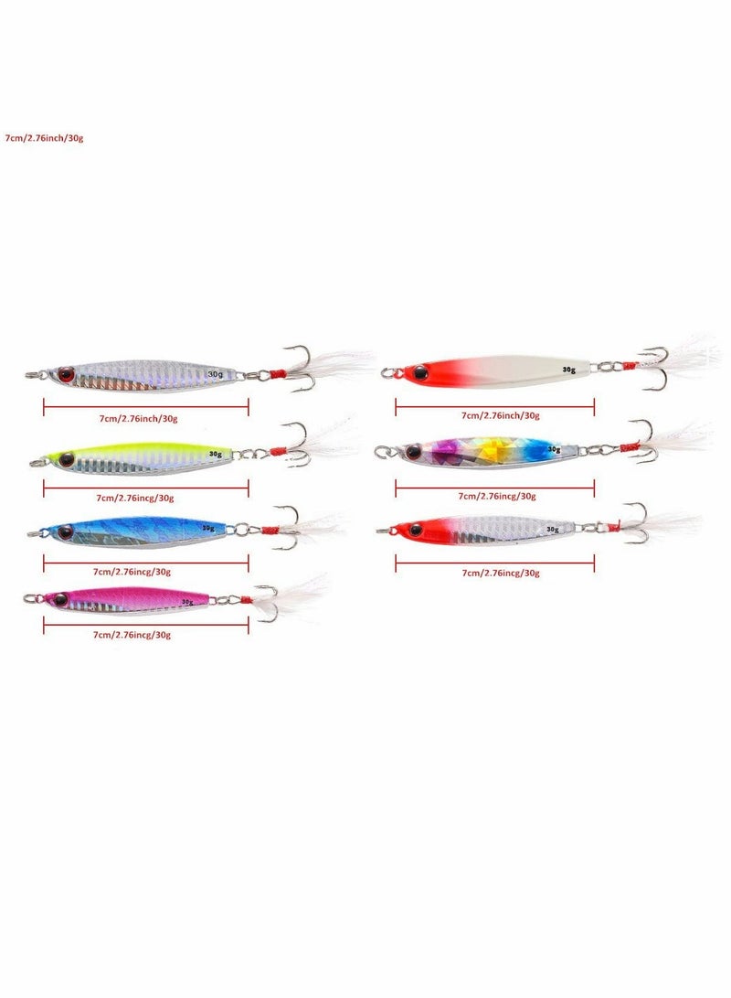 7 Pcs Fishing Lures Hard Metal Sea Fishing Spinners, Sea Fishing Lures, Sea Fishing Sinking Lure for Wobbler Pike Carp Trout Perch Squid Catfish Fishing Baits (30g*7pcs)