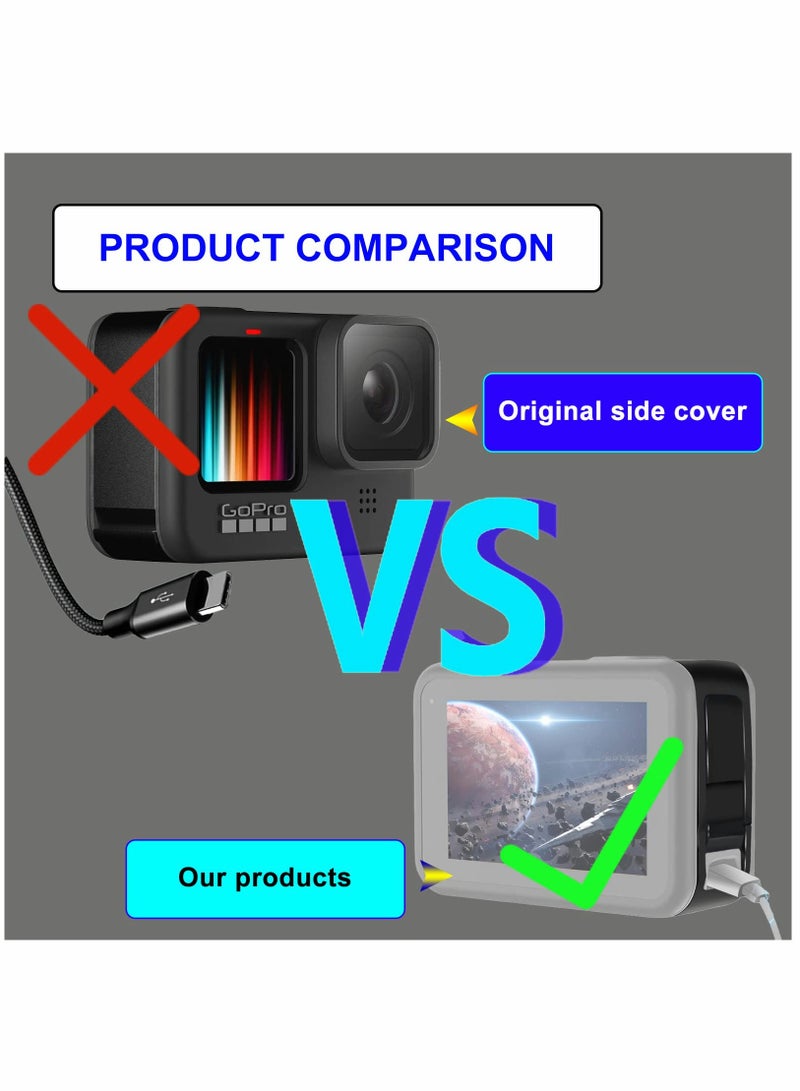 Cover Door for GoPro HERO10/HERO9 Black Accessories, Aluminum Alloy Removable Battery Case Protective Cover Adapter