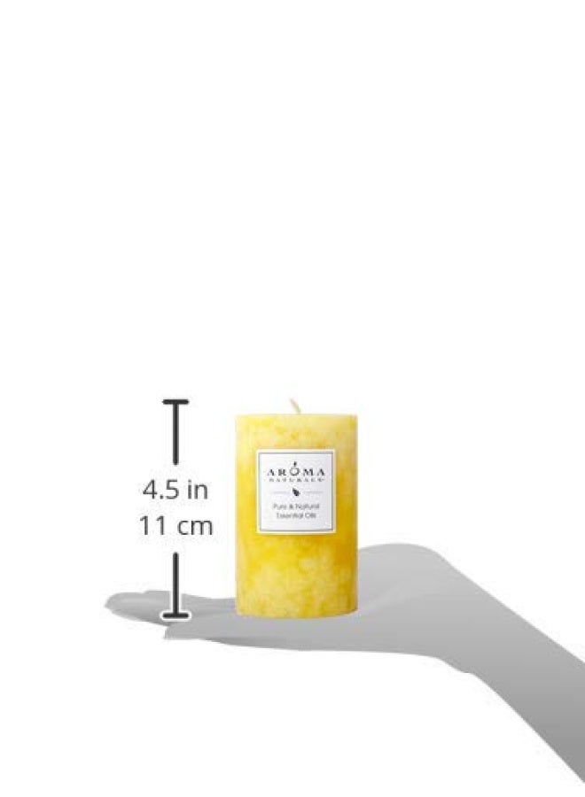 Essential Oil Orange And Lemongrass Scented Pillar Candle Ambiance 2.5 Inch X 4 Inch Yellow