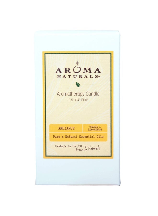 Essential Oil Orange And Lemongrass Scented Pillar Candle Ambiance 2.5 Inch X 4 Inch Yellow