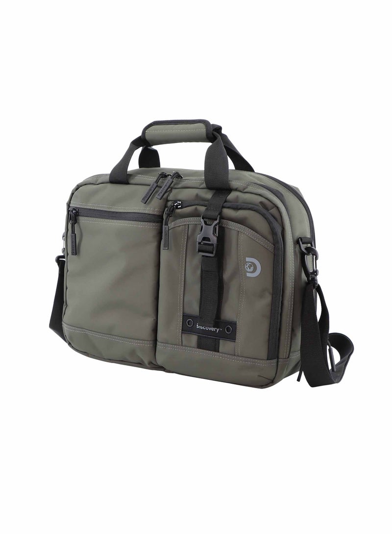 Discovery SHIELD RPET Polyester Briefcase Khaki, Durable Water Resistant Lightweight Laptop Bag, Messenger Bag For Office Business Travel College