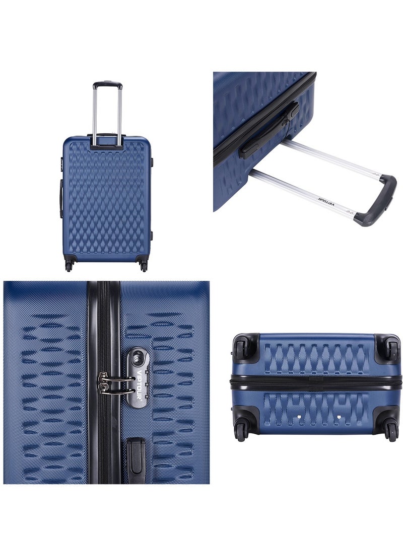 ABS Hardside 3Pcs Trolley Luggage Set Spinner Wheels With Number Lock 20/24/28 Dark Blue