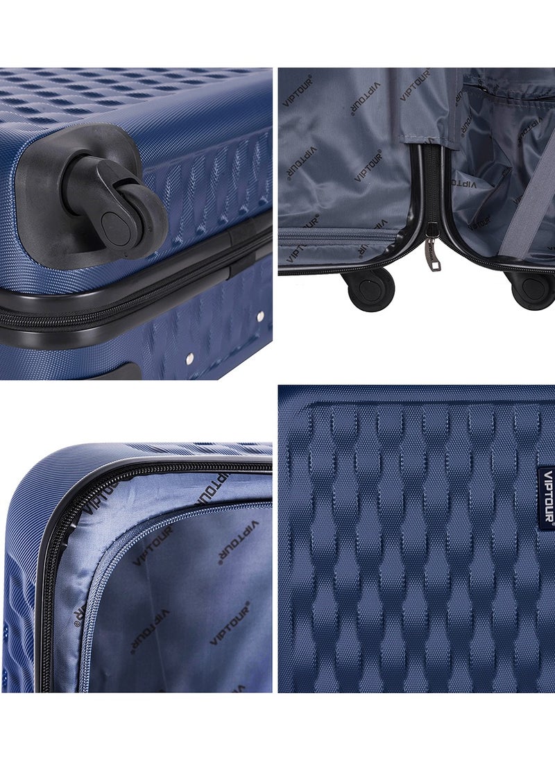 ABS Hardside 3Pcs Trolley Luggage Set Spinner Wheels With Number Lock 20/24/28 Dark Blue