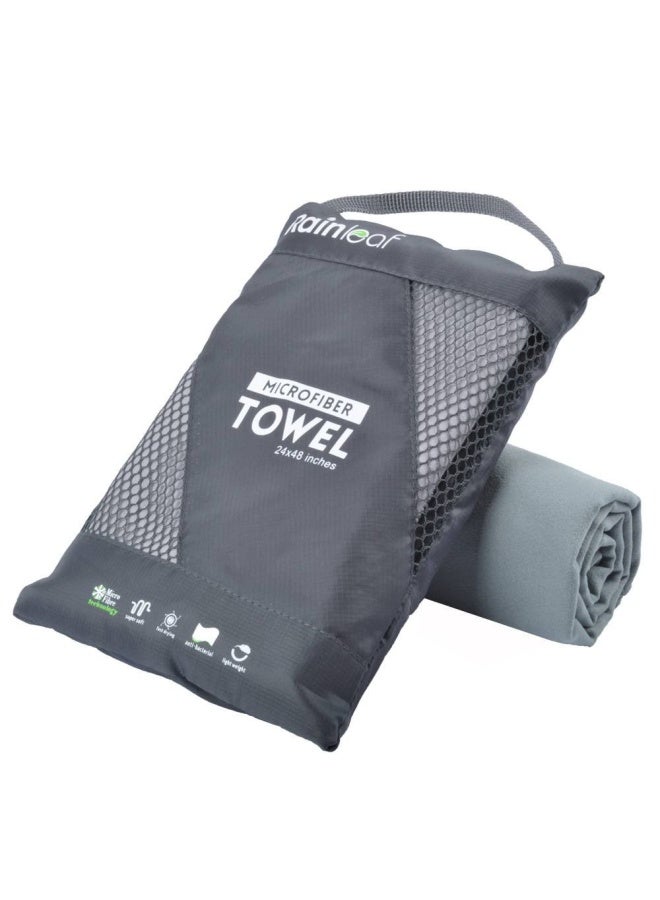 Microfiber Towel Gray 24 X 48 Inches