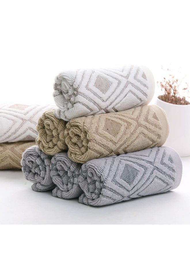 Hand Towels Set Of 2 Diamond Pattern 100 Cotton Absorbent Soft Decorative Towel For Bathroom 13.4 X 29.5 Inch Beige Brown