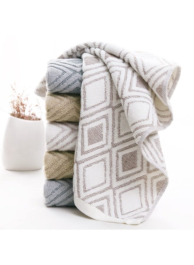 Hand Towels Set Of 2 Diamond Pattern 100 Cotton Absorbent Soft Decorative Towel For Bathroom 13.4 X 29.5 Inch Beige Brown