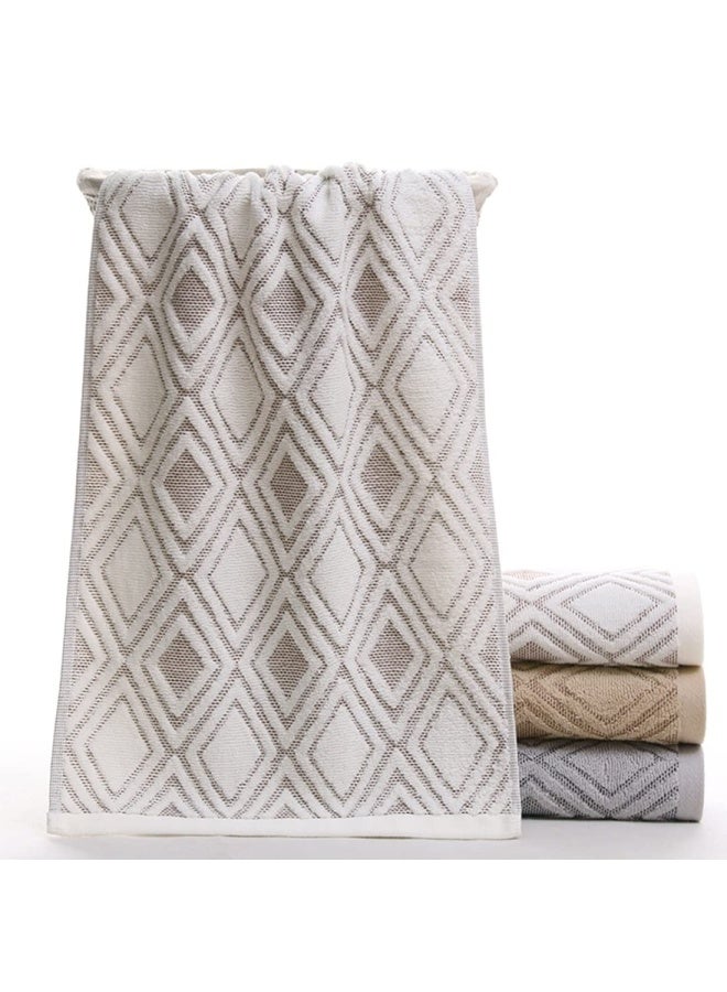 Hand Towels Set Of 2 Diamond Pattern 100 Cotton Absorbent Soft Decorative Towel For Bathroom 13.4 X 29.5 Inch Beige Brown