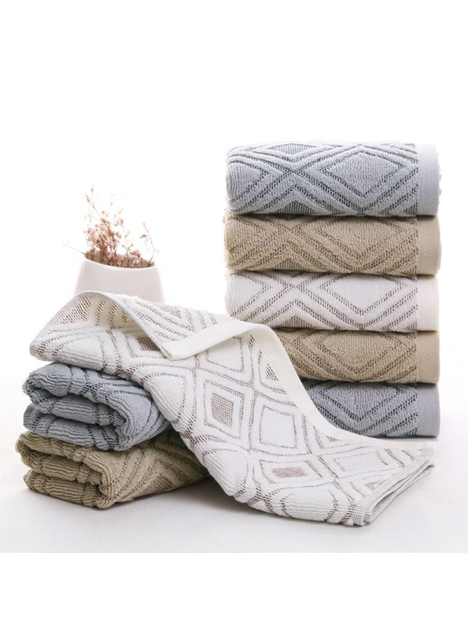 Hand Towels Set Of 2 Diamond Pattern 100 Cotton Absorbent Soft Decorative Towel For Bathroom 13.4 X 29.5 Inch Beige Brown