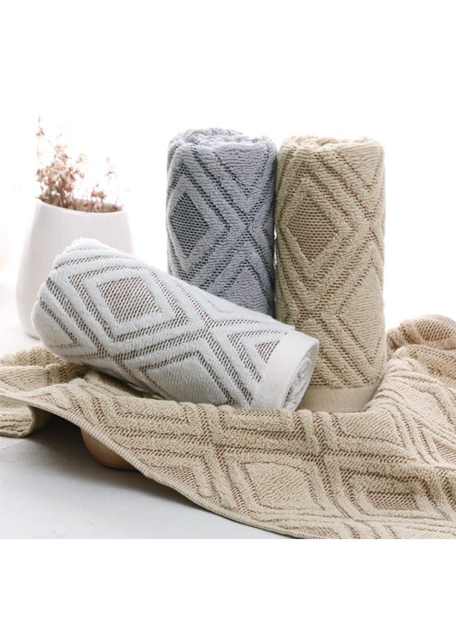 Hand Towels Set Of 2 Diamond Pattern 100 Cotton Absorbent Soft Decorative Towel For Bathroom 13.4 X 29.5 Inch Beige Brown