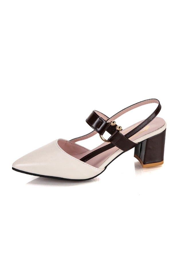 Women’s Office High Heels Casual Shoes Pointed Chunky Heel Large Size Chaussures Femmes Thick Heel Sandals