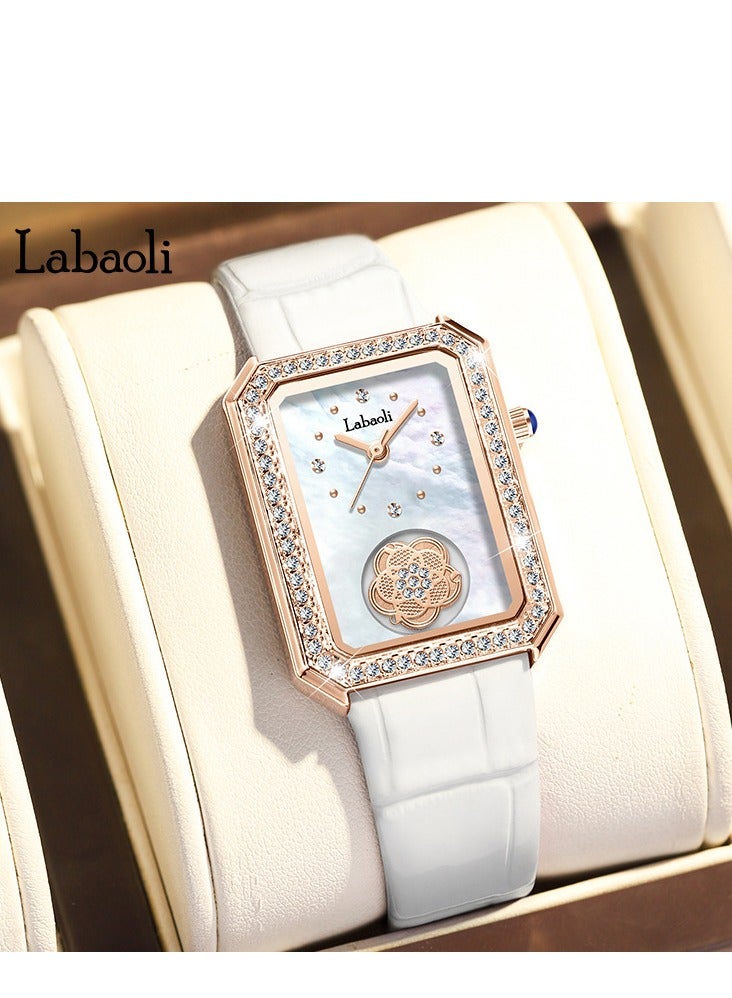Women's Fashion Diamond Inlaid Rotatable Camellia Watch