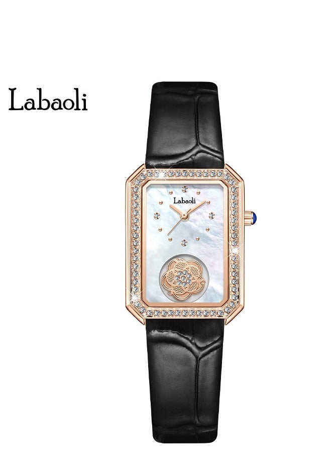 Women's Fashion Diamond Inlaid Rotatable Camellia Watch