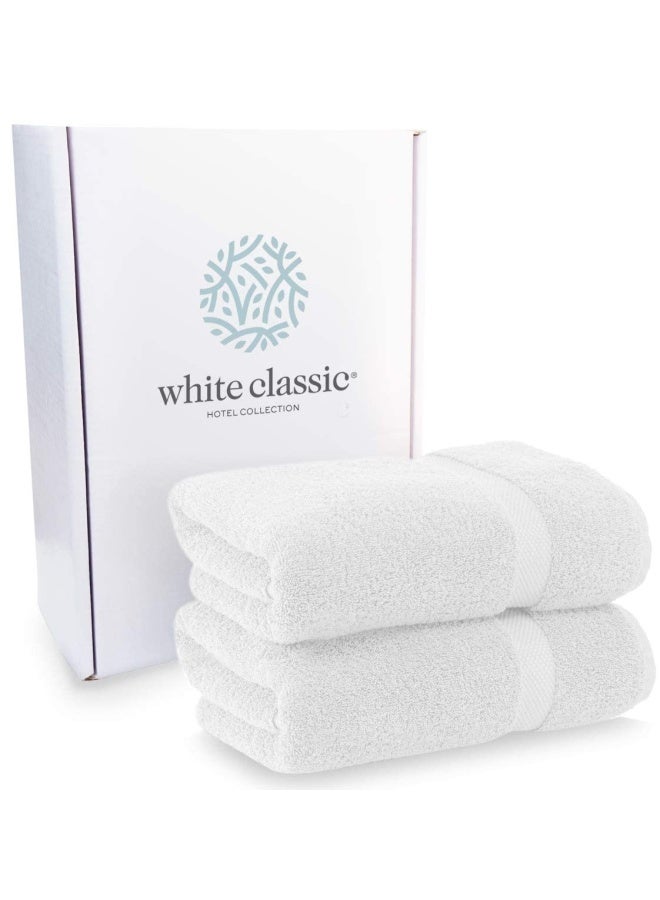 Luxury White Bath Towels Large Circlet Egyptian Cotton Highly Absorbent Hotel Spa Collection Bathroom Towel 30X56 Inch Set Of 2