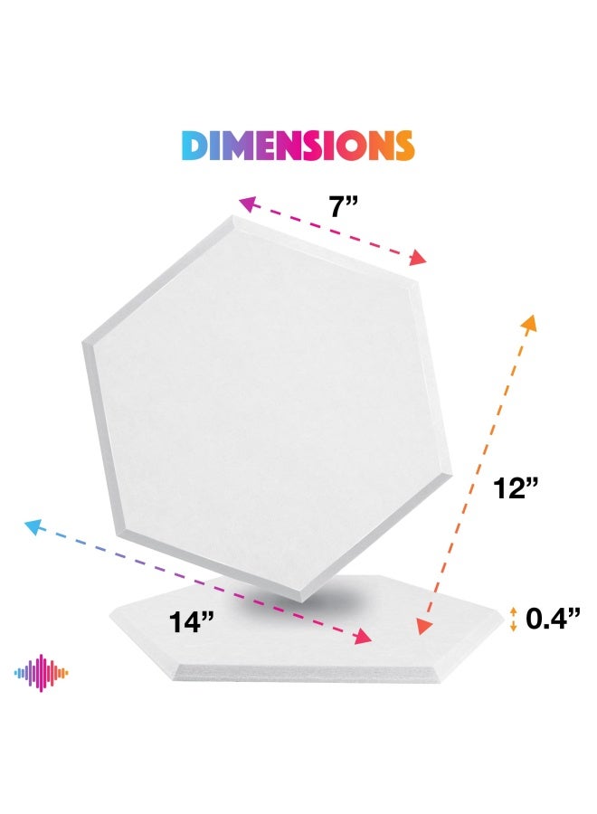 12 Pack Hexagon Acoustic Panels 14 X 12 X 0.4 High Density Sound Absorbing Panels Sound Proof Insulation Beveled Edge Studio Treatment Tiles White