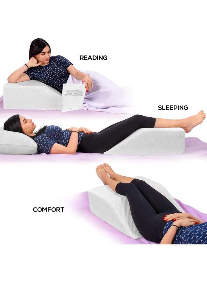 Leg Elevation Pillow With Memory Foam Top High Density Leg Rest Elevating Foam Wedge Relieves Leg Pain Hip And Knee Pain Improves Blood Circulation Reduces Swelling Breathable Washable Cover