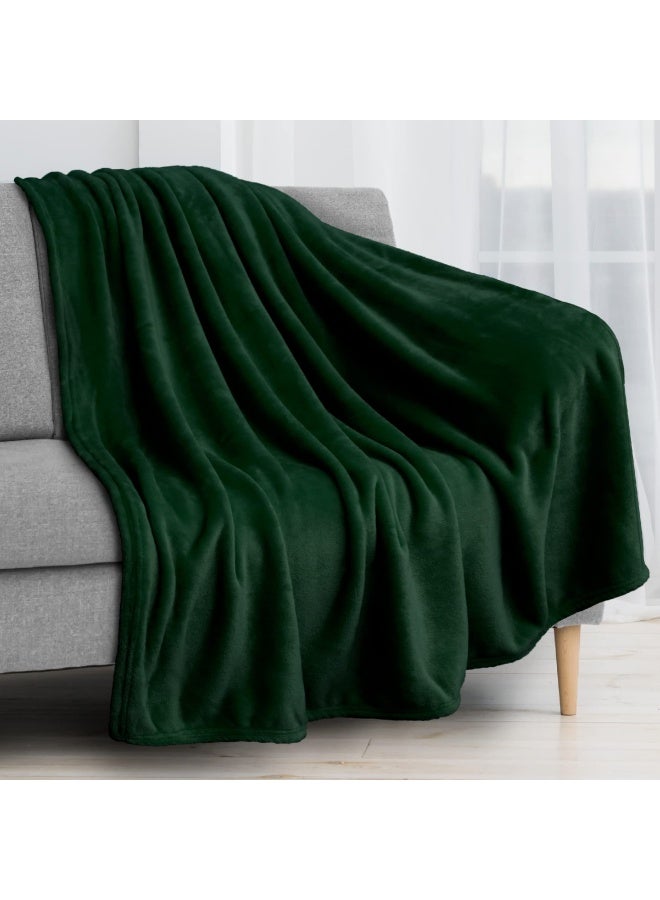 Emerald Green Fleece Throw Blanket For Couch Dark Green Forest Super Soft Fuzzy Flannel Throw For Sofa Luxury Plush Microfiber Bed Blanket Cozy Home Decorative Velvet Gift Blanket 50X60