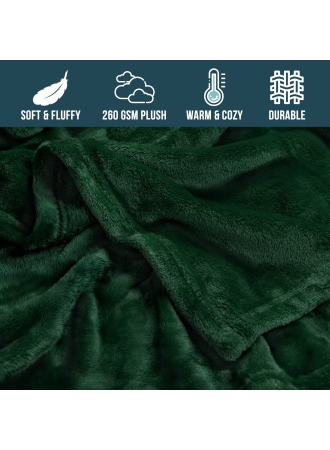 Emerald Green Fleece Throw Blanket For Couch Dark Green Forest Super Soft Fuzzy Flannel Throw For Sofa Luxury Plush Microfiber Bed Blanket Cozy Home Decorative Velvet Gift Blanket 50X60