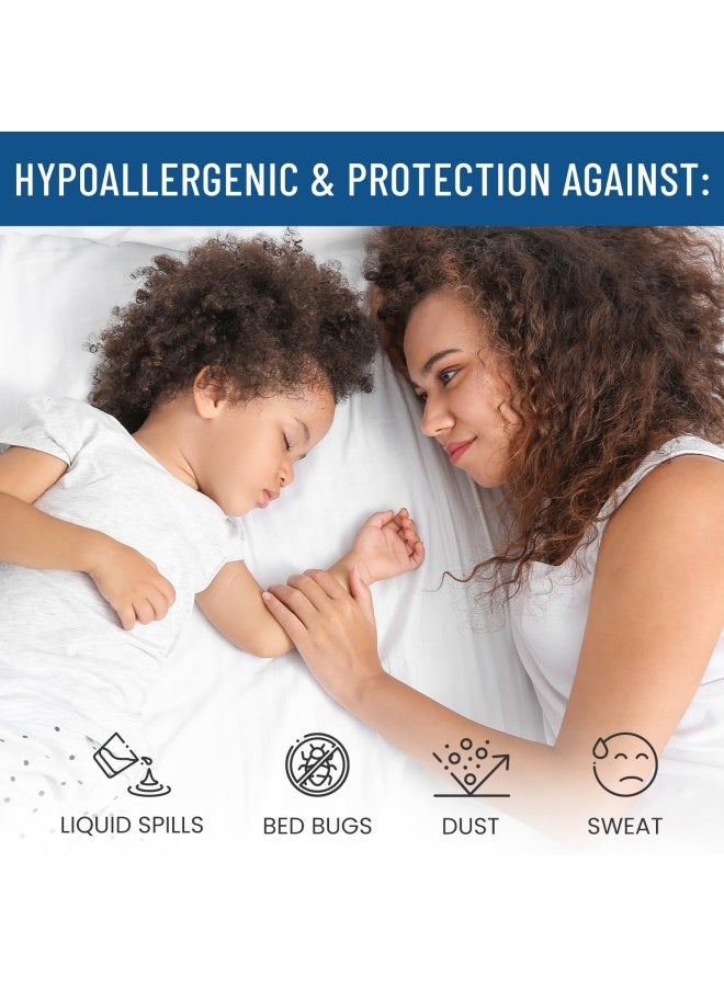 Waterproof Pillow Protectors Set Of 2 King Size Allergy Pillow Cases With Zipper Hypoallergenic Pillowcase Covers Protect Against Allergens Dust And Mites