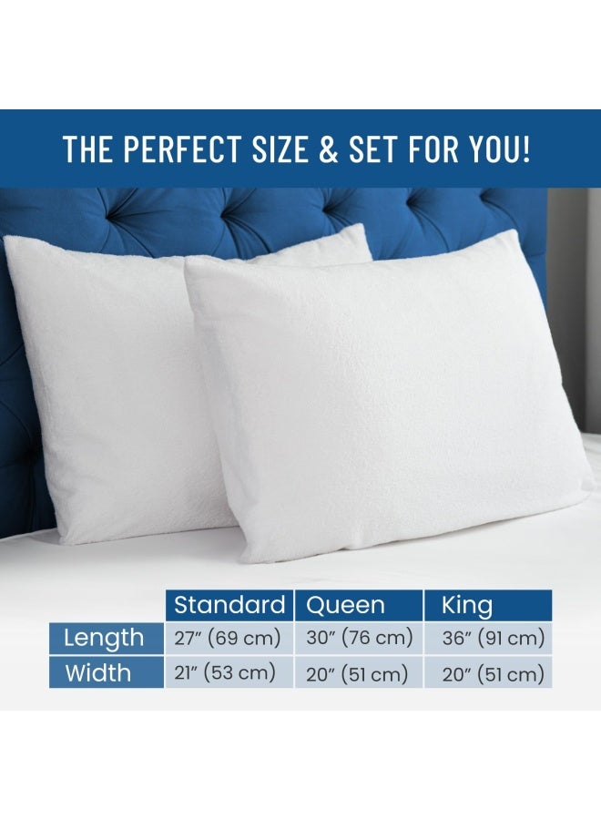Waterproof Pillow Protectors Set Of 2 King Size Allergy Pillow Cases With Zipper Hypoallergenic Pillowcase Covers Protect Against Allergens Dust And Mites