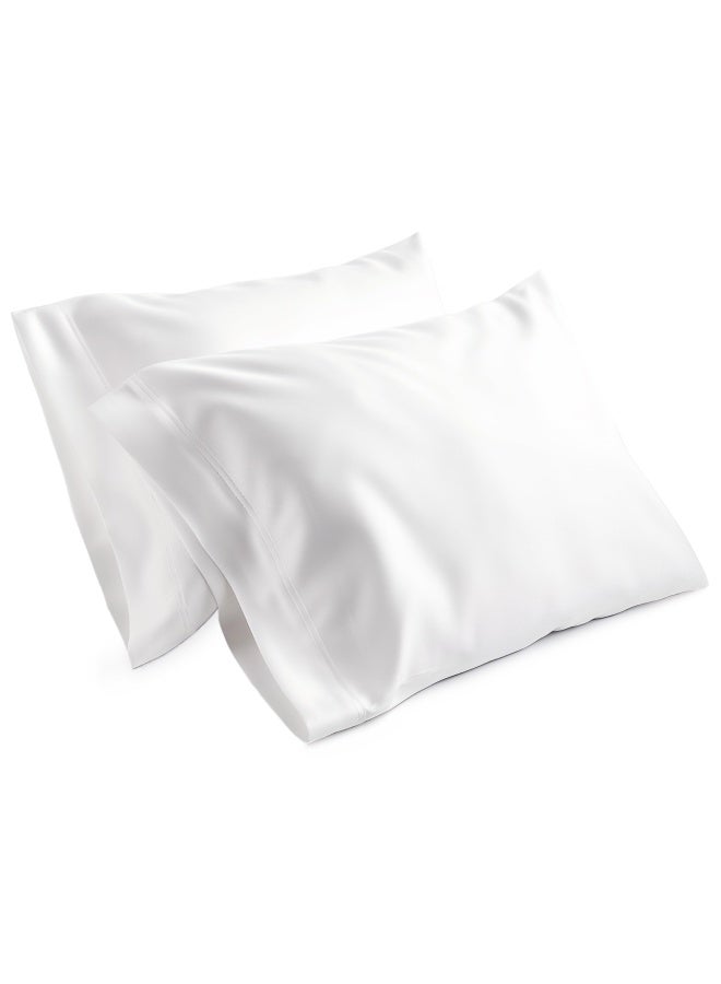 White Pillow Cases Queen Size Set Of 2 Rayon Derived From Bamboo Cooling Pillowcase Silky Soft And Breathable Pillow Cover With Envelope Closure For Kids Gifts For Men Or Women 20X30 Inches