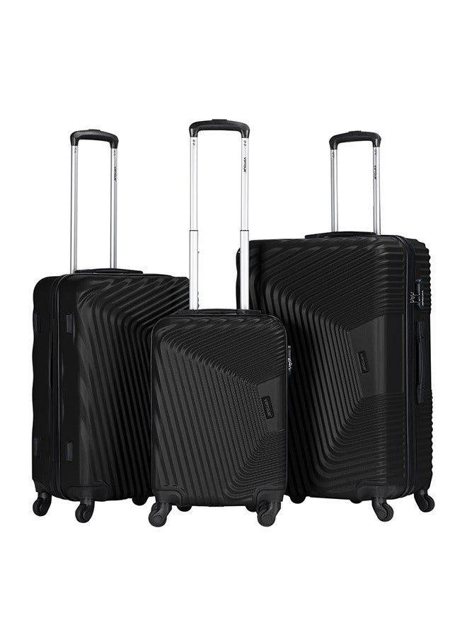 ABS Hardside 3PCS Trolley Luggage Set Spinner Wheels With Number Lock 20/24/28 Black