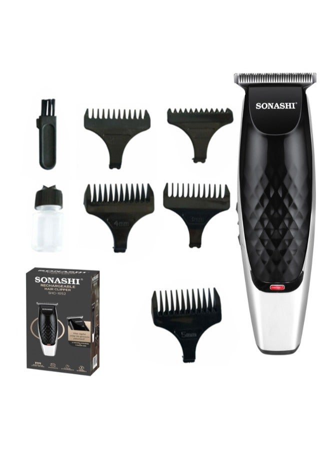 Rechargeable Cordless Hair Clipper With RType Cutter Head  Shaving And Hair Sharp And Durable Blades With 5 Piece Combs  Chargeable Device With 1 Hour Continuous Working Cordless Hair Clipper SHC-1052 Black