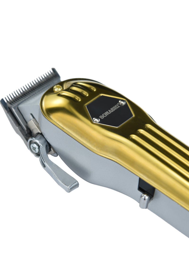 Rechargeable Hair Clipper With Digital LCD Display  2 Hours Continuous Working Time Sharp And Carbon Steel Cutter Blade With HighQuality Metal Body Chargeable And Cordless  SHC-1061 Gold