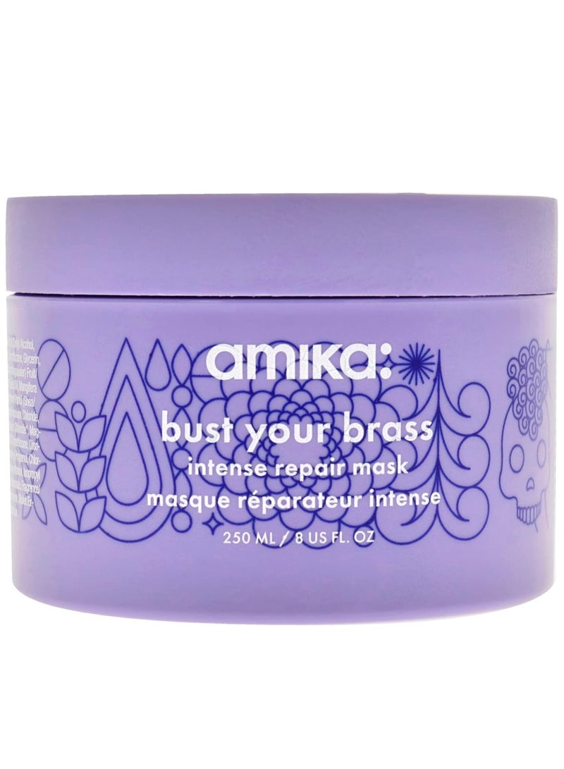 Amika bust your brass cool blonde purple intense repair hair mask 250ml