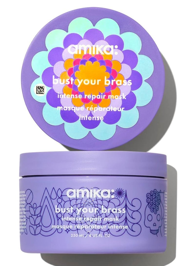 Amika bust your brass cool blonde purple intense repair hair mask 250ml