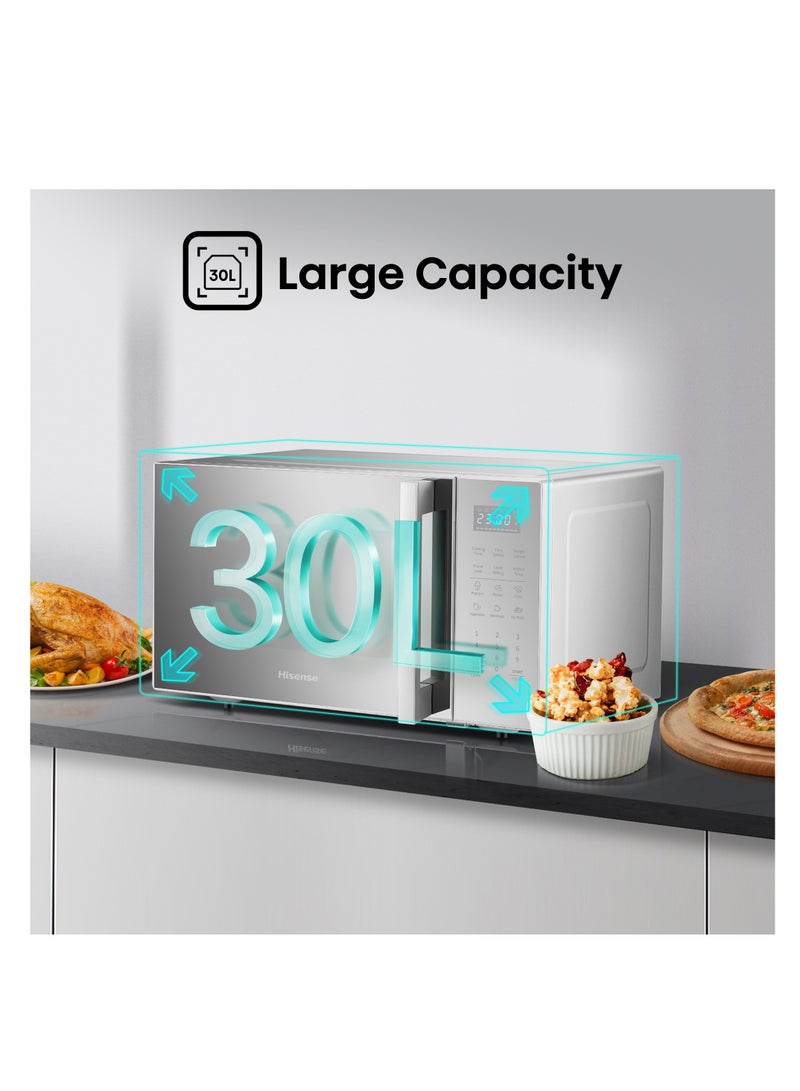 30L Microwave Oven, 11-levels of Power, Preset Programmes, Time & Weight Defrost, LED Display, Cooking End Signal, Large Capacity 30 L 900 W H30MOMS9H Silver