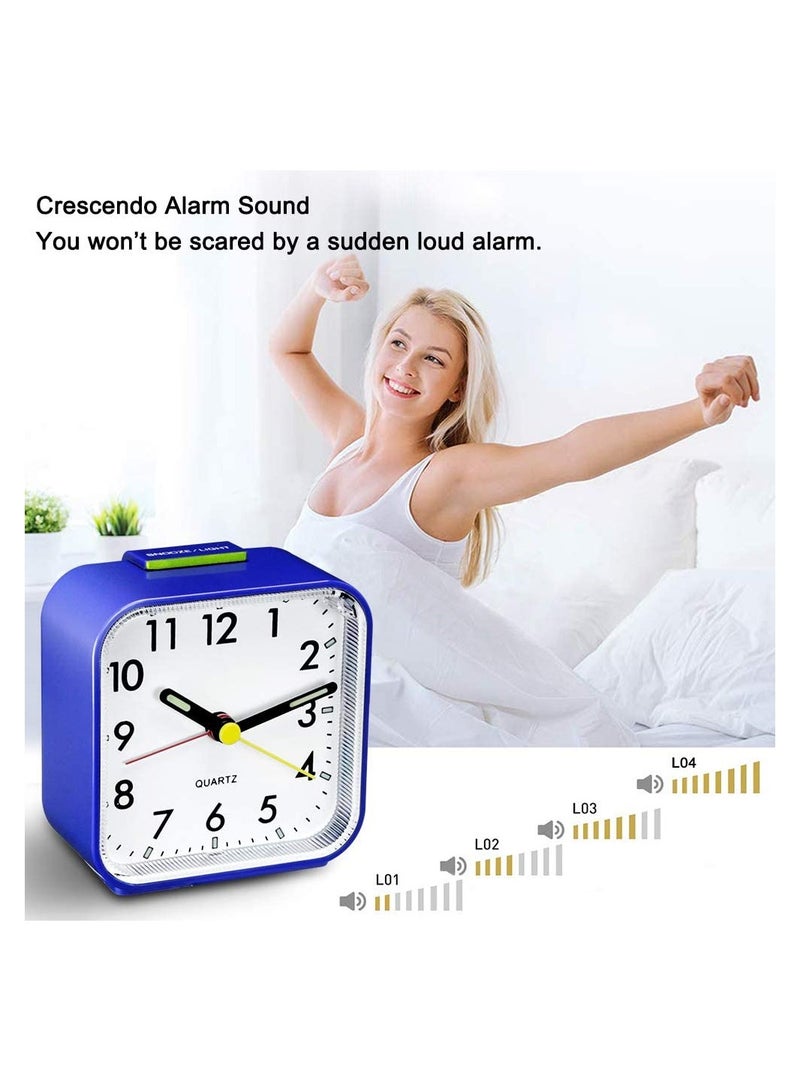 Silent Alarm Clock, Bedside Non Ticking Battery Powered Bedside Clocks Travel Alarm Clock Basic Bedroom Clock Table Clocks Luminous Large Display Snooze Light Function for Bedroom Office