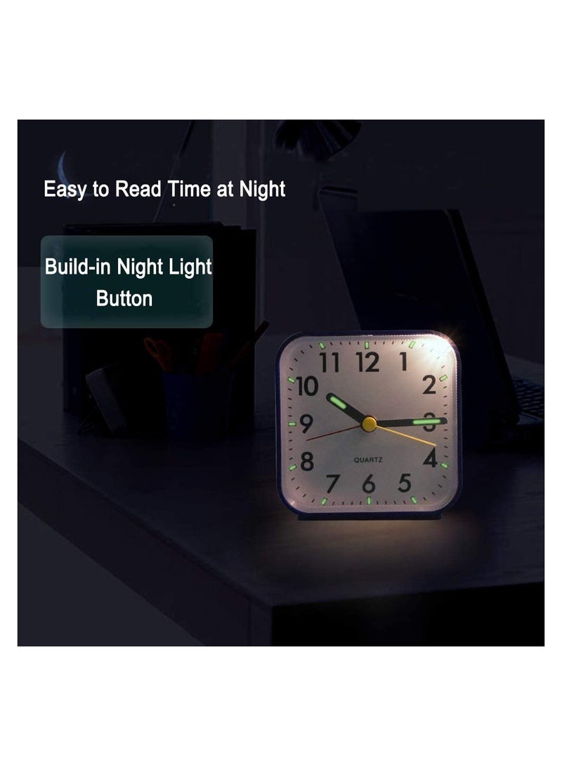 Silent Alarm Clock, Bedside Non Ticking Battery Powered Bedside Clocks Travel Alarm Clock Basic Bedroom Clock Table Clocks Luminous Large Display Snooze Light Function for Bedroom Office