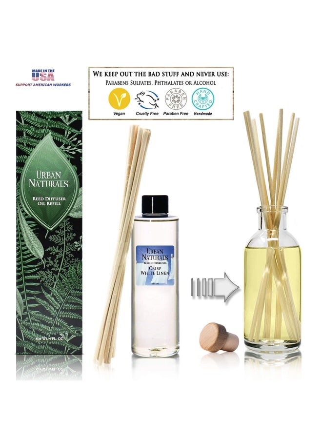 Crisp White Linen Scented Oil Reed Diffuser Refill Free Set Of Reed Sticks A Fresh Clean Cotton Scent 4 Oz