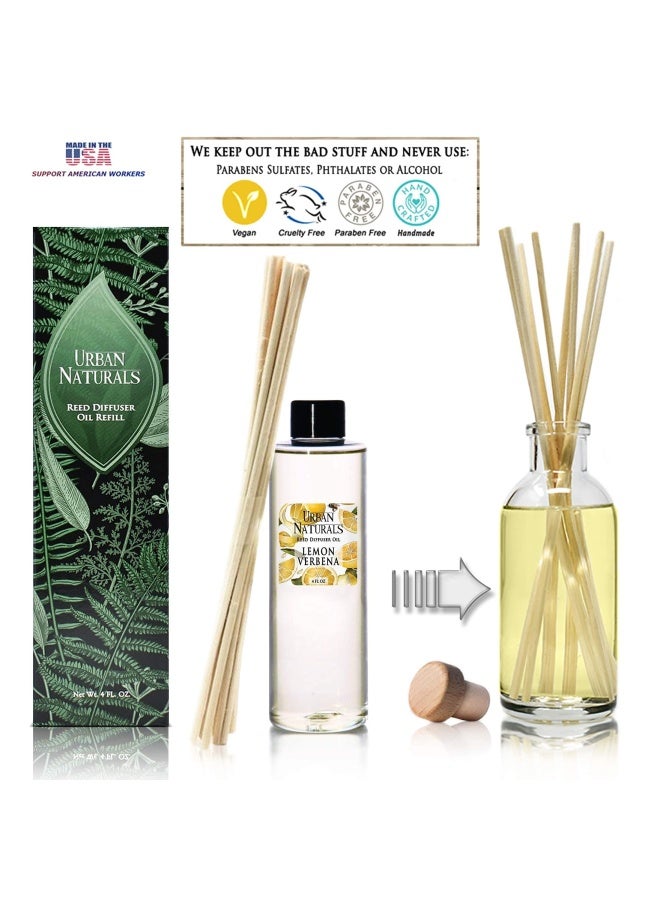 Lemon Verbena Scented Oil Reed Diffuser Refill Includes A Free Set Of Reed Sticks 4 Oz