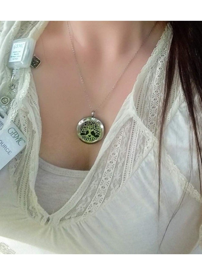Aromatherapy Essential Oil Diffuser Necklace 316L Stainless Steel Locket Pendant With 24 Inch Chain