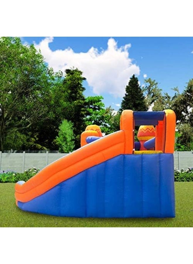 Rainbow Toys Inflatable Castles Treasure Island Two Bouncy Slides For children Jumping Pad Household Children Recreation Inflatable Water Park Paddling Pool Water Spray