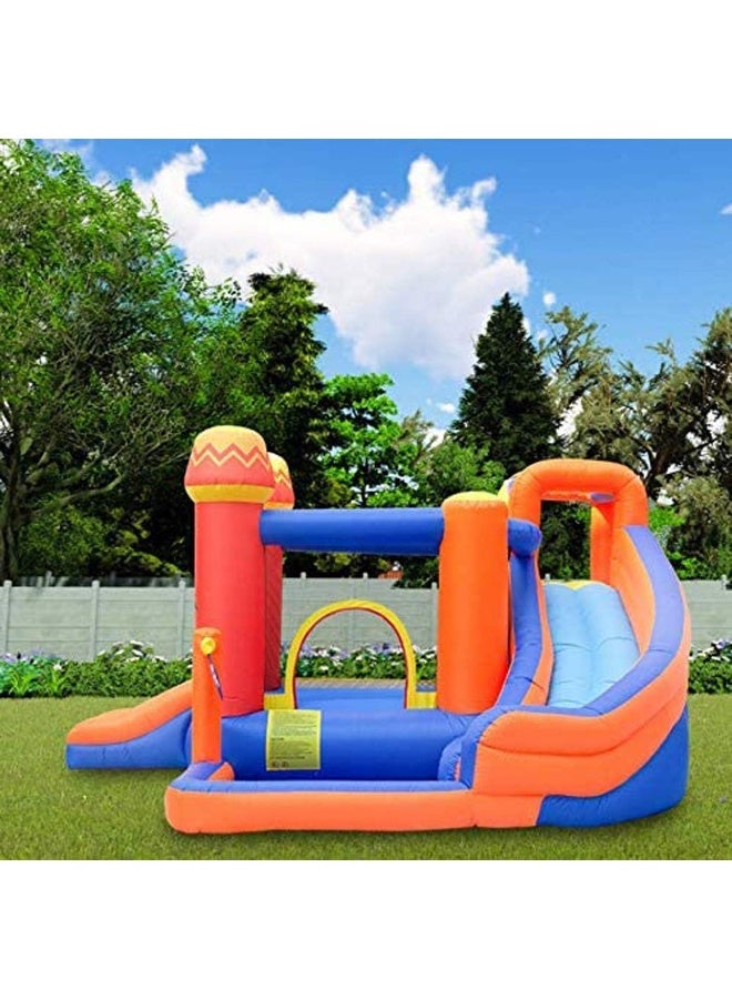 Rainbow Toys Inflatable Castles Treasure Island Two Bouncy Slides For children Jumping Pad Household Children Recreation Inflatable Water Park Paddling Pool Water Spray