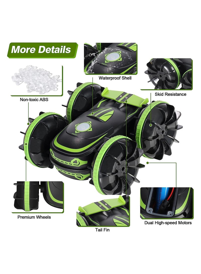 Amphibious Remote Control Car, 2.4 GHz 4WD Waterproof RC Stunt Car Boat, 360° Rotating Hobby Racing Car with Gesture Sensor for Boys and Girls Birthday Gifts