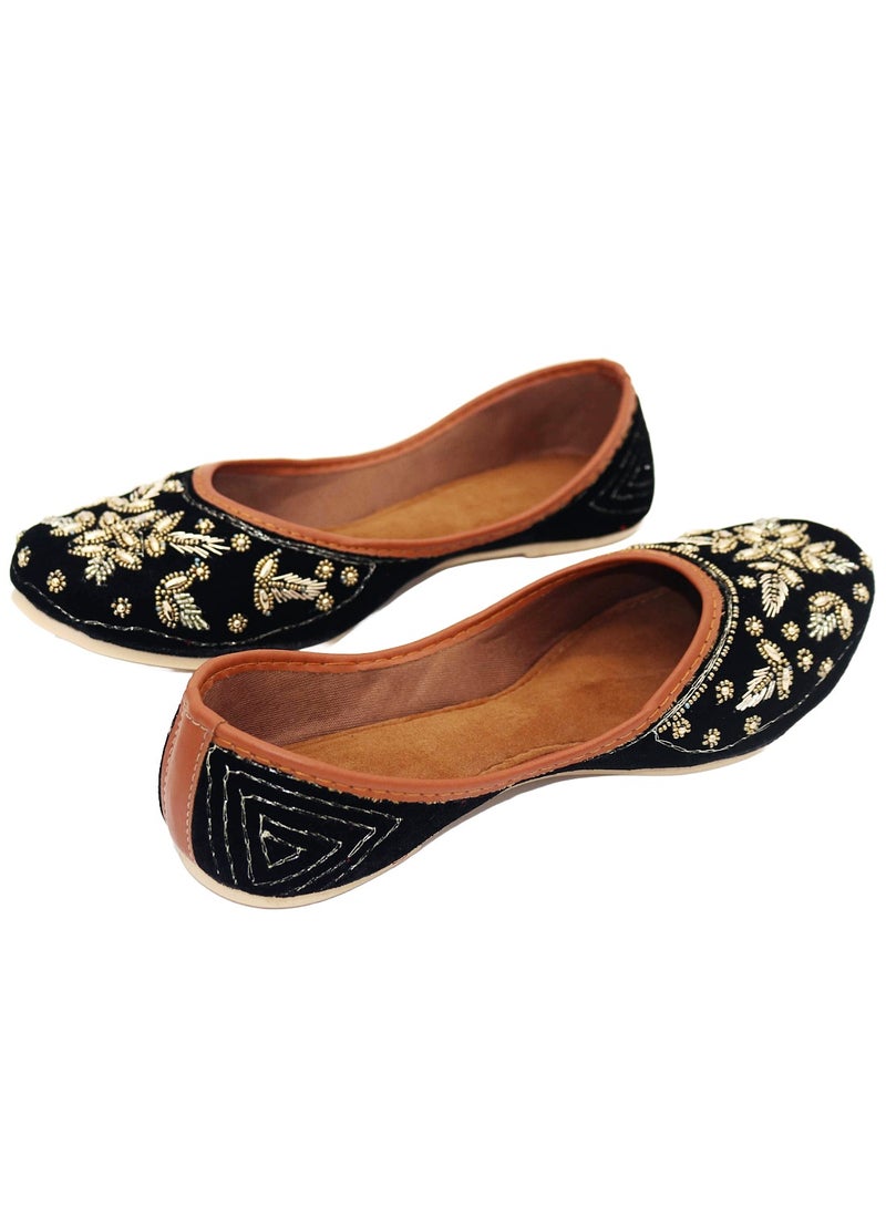 Women's Traditional Punjabi Nagra Juti  Bridal Ethnic Indian Mojari Flats Wedding Shoes