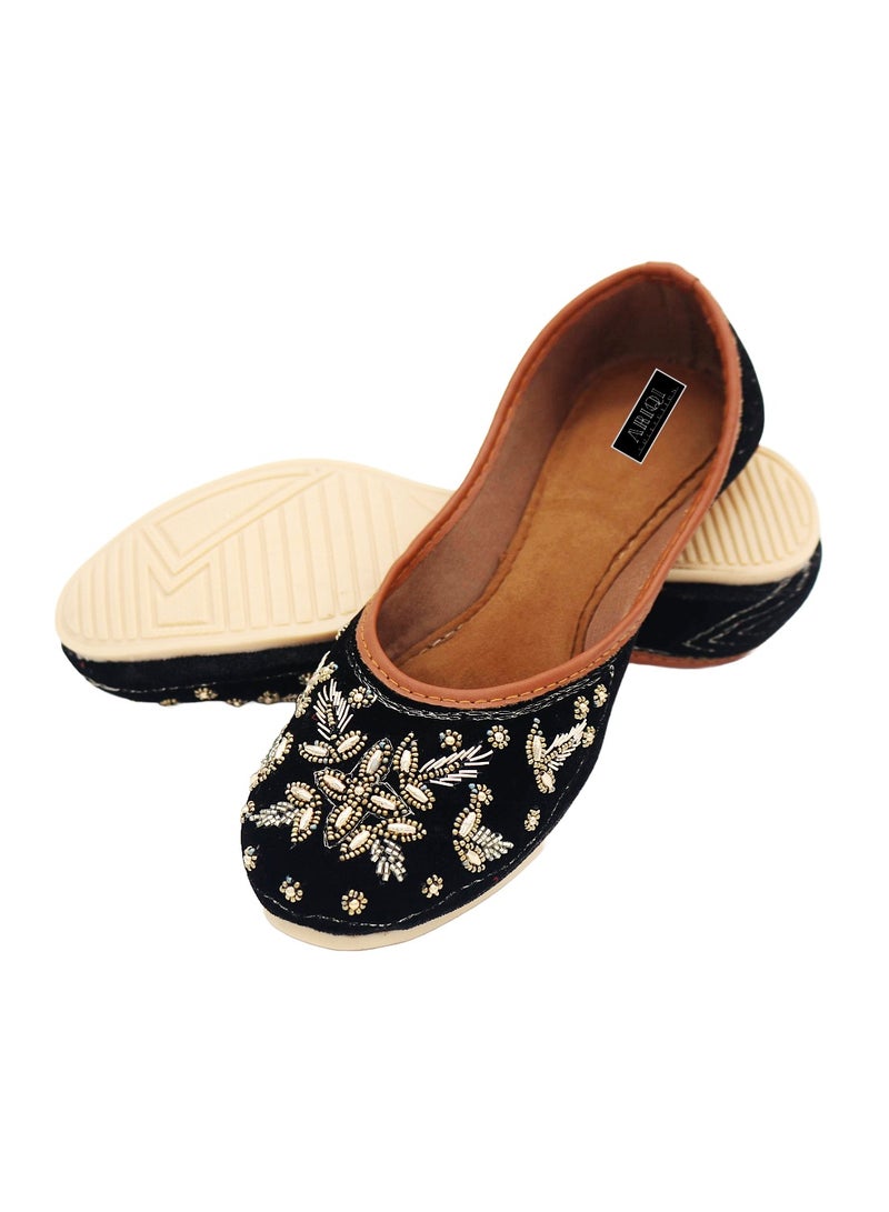 Women's Traditional Punjabi Nagra Juti  Bridal Ethnic Indian Mojari Flats Wedding Shoes