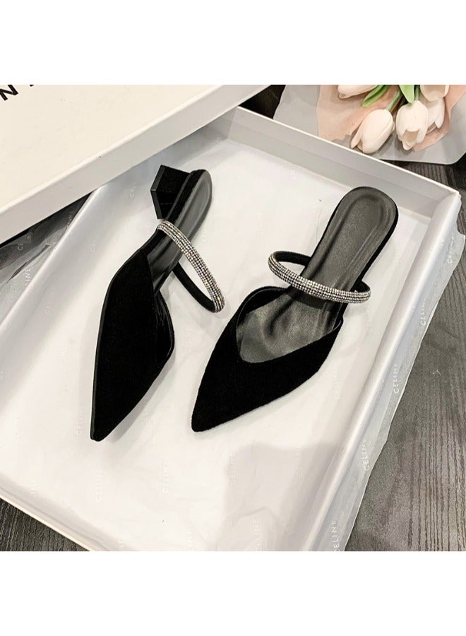Low Block Heel Fashion Ladies Slippers Elegant Women’s Pointed Toe Slippers