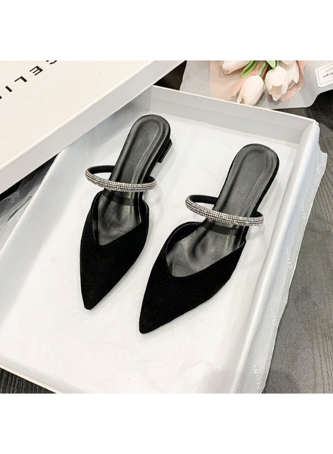 Low Block Heel Fashion Ladies Slippers Elegant Women’s Pointed Toe Slippers