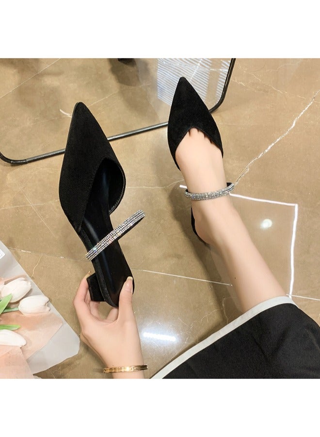 Low Block Heel Fashion Ladies Slippers Elegant Women’s Pointed Toe Slippers