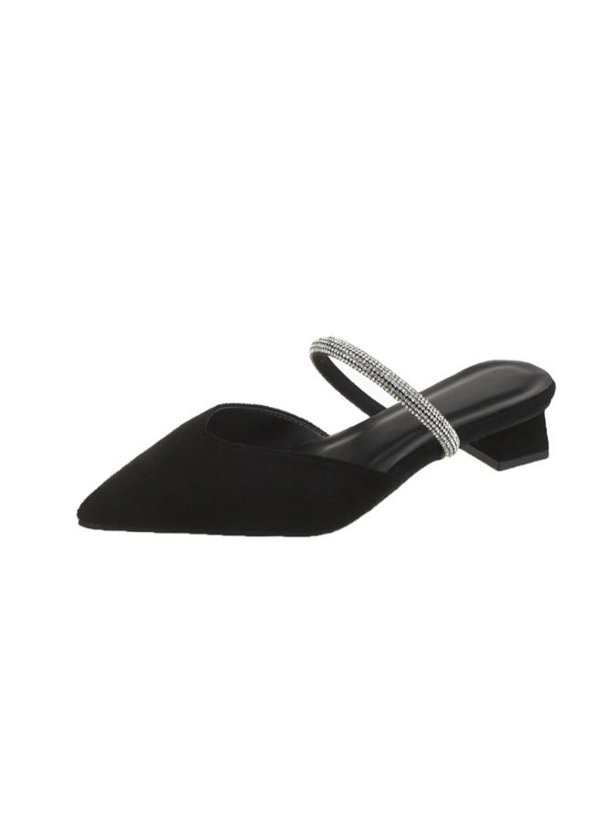 Low Block Heel Fashion Ladies Slippers Elegant Women’s Pointed Toe Slippers