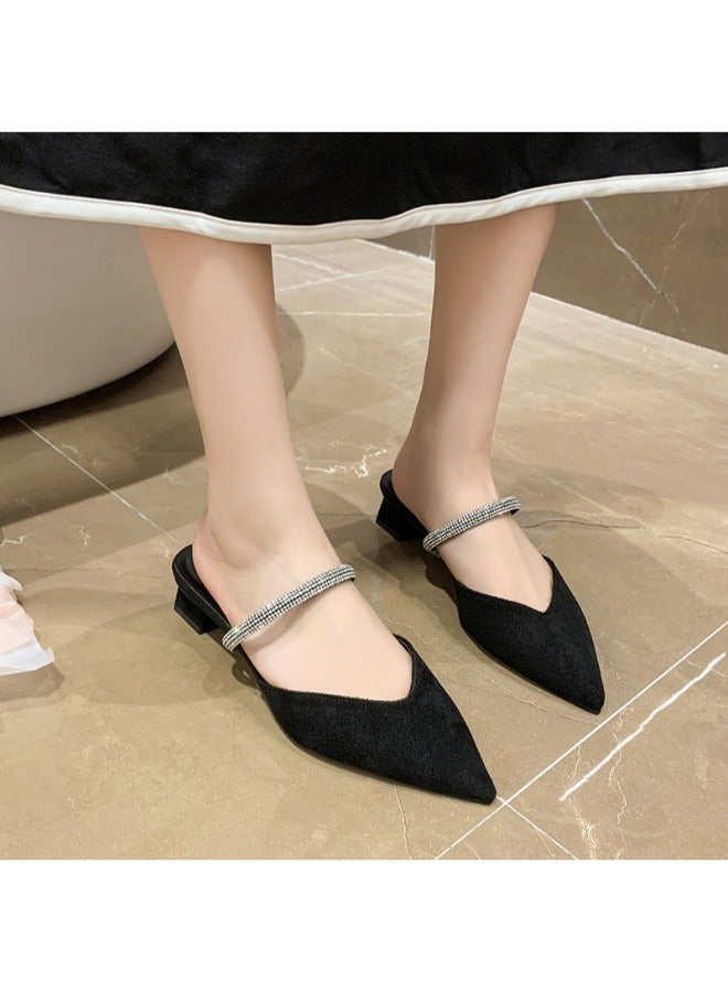 Low Block Heel Fashion Ladies Slippers Elegant Women’s Pointed Toe Slippers