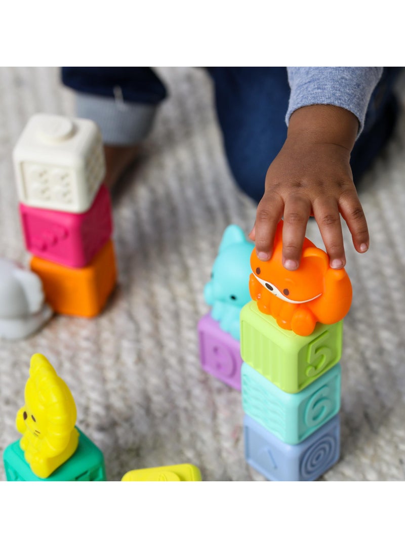Stackables Activity Playset - Stacking Blocks Rings and Pals for Babies and Toddlers - Multicolor 18-Piece Interchangeable Set