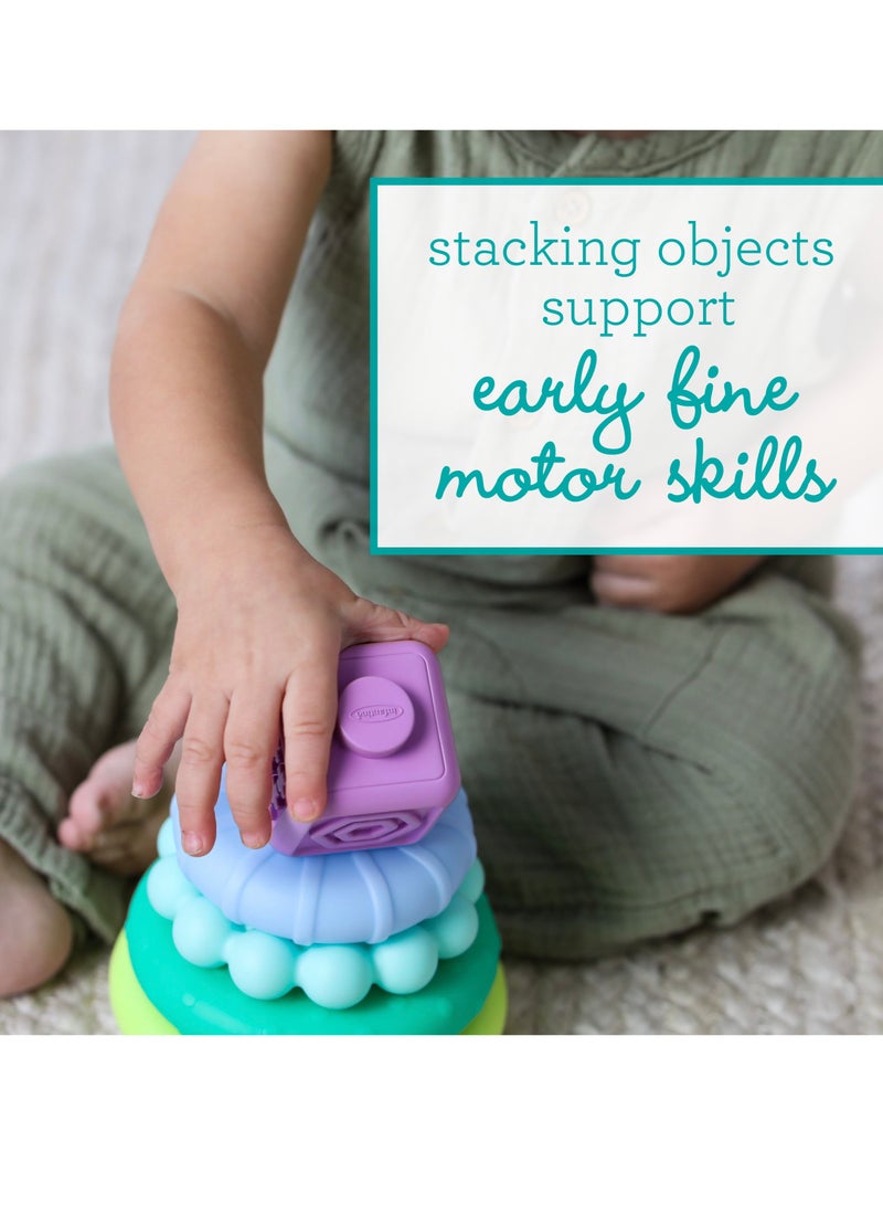 Stackables Activity Playset - Stacking Blocks Rings and Pals for Babies and Toddlers - Multicolor 18-Piece Interchangeable Set