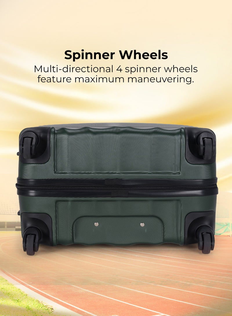 ABS Hardside 3 Piece Trolley Luggage Set Spinner Wheels With Number Lock 20/24/28 Dark Green